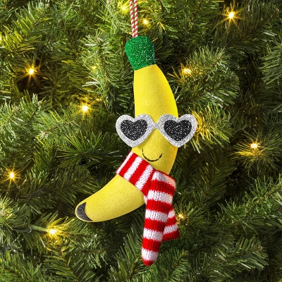 5" Christmas Fabric Fruit Banana Ornament - Wondershop™ 3 5" Christmas Fabric Fruit Banana Ornament - Wondershop™