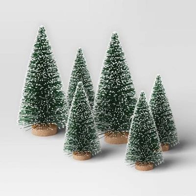 12pc Battery Operated Lit Metal House With Bottle Brush Trees And Snowmen Christmas Village Set - Wondershop™ Black 6 12pc Battery Operated Lit Metal House With Bottle Brush Trees And Snowmen Christmas Village Set - Wondershop™ Black - Image 4