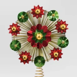 12" Unlit Gold Tinsel Burst With Red And Green Foil Bursts Christmas Treetop With Coil - Wondershop™ -Wondershop Sales GUEST be457f3f a046 4159 b9fc c9fa37985c0d