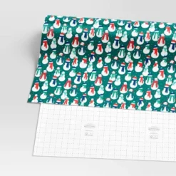 30" 50 Sq Ft Christmas Roll Wrap Snowmen On Green - Wondershop™ -Wondershop Sales GUEST be7f4045 9489 47ee 88d7 0136ac757ced