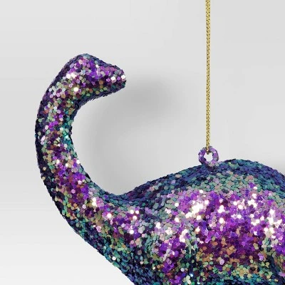 5" Christmas Plastic Chunky Glitter Dinosaur Ornament Purple - Wondershop™ 4 5" Christmas Plastic Chunky Glitter Dinosaur Ornament Purple - Wondershop™ - Image 2