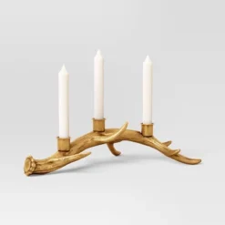 3.75"x11.5" Taper Metal Antler Christmas Sculpture Candle Holder Gold - Wondershop™ -Wondershop Sales GUEST c350eba2 1085 409c beee 814df324935d