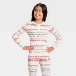 Kids' "Let It Snow" Fair Isle Cozy Knit Long Sleeve Shirt And Pants Holiday Matching Family Pajama Set - Wondershop™ Cream -Wondershop Sales GUEST c4341c95 df39 44ae 987b 7bc67788e01c