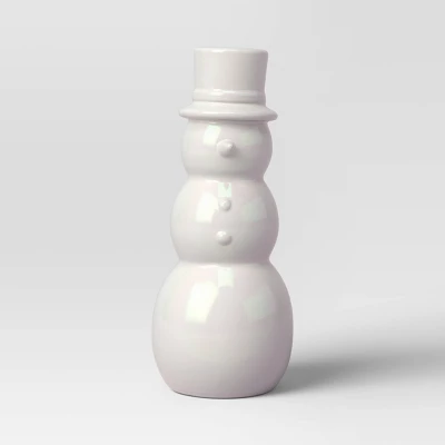 7" Christmas Ceramic Iridescent Snowman Figurine - Wondershop™ 4 7" Christmas Ceramic Iridescent Snowman Figurine - Wondershop™ - Image 2