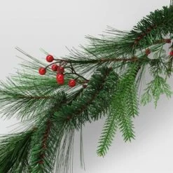 6' Long Needle Mixed Greenery With Red Berries Artificial Christmas Garland Green - Wondershop™ -Wondershop Sales GUEST ca45bdf9 48cd 4e74 925b 35d471f1dfb0