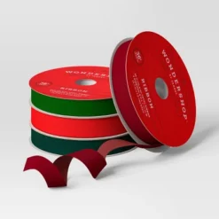 4 Pk Christmas Velvet Ribbon Gift Packaging Accessories Red/Green - Wondershop™ -Wondershop Sales GUEST cd4f55cc 75bb 4c76 a54f 41ba1338c4f3