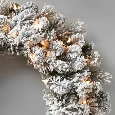 28in Pre-lit Flocked Artificial Cashmere Christmas Wreath Clear Lights - Wondershop™ 4 28in Pre-lit Flocked Artificial Cashmere Christmas Wreath Clear Lights - Wondershop™ - Image 2