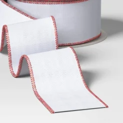 30' Christmas Fabric Ribbon White With Red Edge - Wondershop™ -Wondershop Sales GUEST ce2d39e7 fc53 4366 bdd3 09384b8611d3