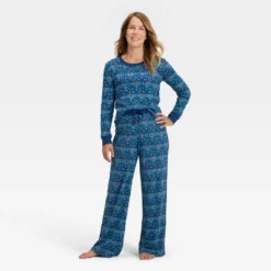 Women's Hanukkah Ribbed Long Sleeve Shirt And Pants Holiday Matching Family Pajama Set - Wondershop™ Blue -Wondershop Sales GUEST d39b5ae3 d20c 427f 859e 99a617f5fead