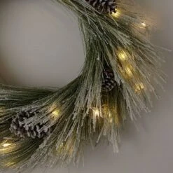 28" Pre-lit Battery Operated LED Flocked Long Needle Artificial Christmas Wreath Warm White Lights - Wondershop™ -Wondershop Sales GUEST d50aff58 cb9b 40fe 9ade 0b11e5bbc263