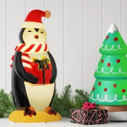 Christmas Lit Blow Mold Penguin With Gift Box Decor - Wondershop™