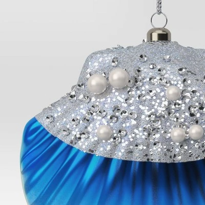 4.25" Christmas Plastic Scallop Ornament Blue - Wondershop™ 4 4.25" Christmas Plastic Scallop Ornament Blue - Wondershop™ - Image 2