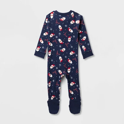 Baby Santa Print Ribbed Holiday Matching Family Footed Pajamas - Wondershop™ Navy Blue 3 Baby Santa Print Ribbed Holiday Matching Family Footed Pajamas - Wondershop™ Navy Blue