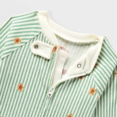 Baby Gingerbread Striped Ribbed Holiday Matching Family Footed Pajama - Wondershop™ Cream 3 Baby Gingerbread Striped Ribbed Holiday Matching Family Footed Pajama - Wondershop™ Cream - Image 2