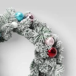 24" Flocked Pine With Ornaments Artificial Christmas Wreath Green/Brights - Wondershop™ -Wondershop Sales GUEST eda8e29c d62a 4be4 a284 99b139e944b9