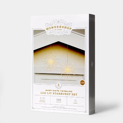 2pk Christmas LED Starburst Novelty Sculpture With 140 Warm White Twinkle Lights - Wondershop™ 3 2pk Christmas LED Starburst Novelty Sculpture With 140 Warm White Twinkle Lights - Wondershop™