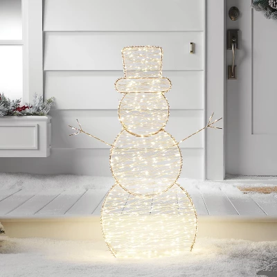 LED Champagne Metal Snowman Christmas Novelty Sculpture Light With White Color Light Bulb - Wondershop™ 3 LED Champagne Metal Snowman Christmas Novelty Sculpture Light With White Color Light Bulb - Wondershop™