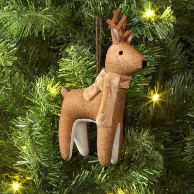 Christmas Fabric Deer Ornament Brown - Wondershop™ 3 Christmas Fabric Deer Ornament Brown - Wondershop™