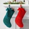 21" Christmas Fringe Fabric Stocking With Bow Green - Wondershop™ -Wondershop Sales GUEST f4253552 03c3 413b baed 686f1a5d95ee