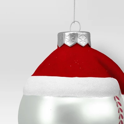 4" Christmas Glass Baseball With Hat Ornament - Wondershop™ 4 4" Christmas Glass Baseball With Hat Ornament - Wondershop™ - Image 2