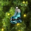 4.5" Christmas Glass Roller Skate Ornament Silver/Blue - Wondershop™