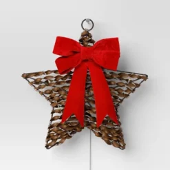 30ct Battery Operated Christmas Hanging Twisted Faux Rattan Star With Red Velvet Bow - Warm White Lights - Wondershop™ -Wondershop Sales GUEST fc787b29 94e2 422c bf12 4c976841950c