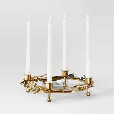 Christmas Lit Plastic Candles Metal Holder - Wondershop™ 5 Christmas Lit Plastic Candles Metal Holder - Wondershop™ - Image 3